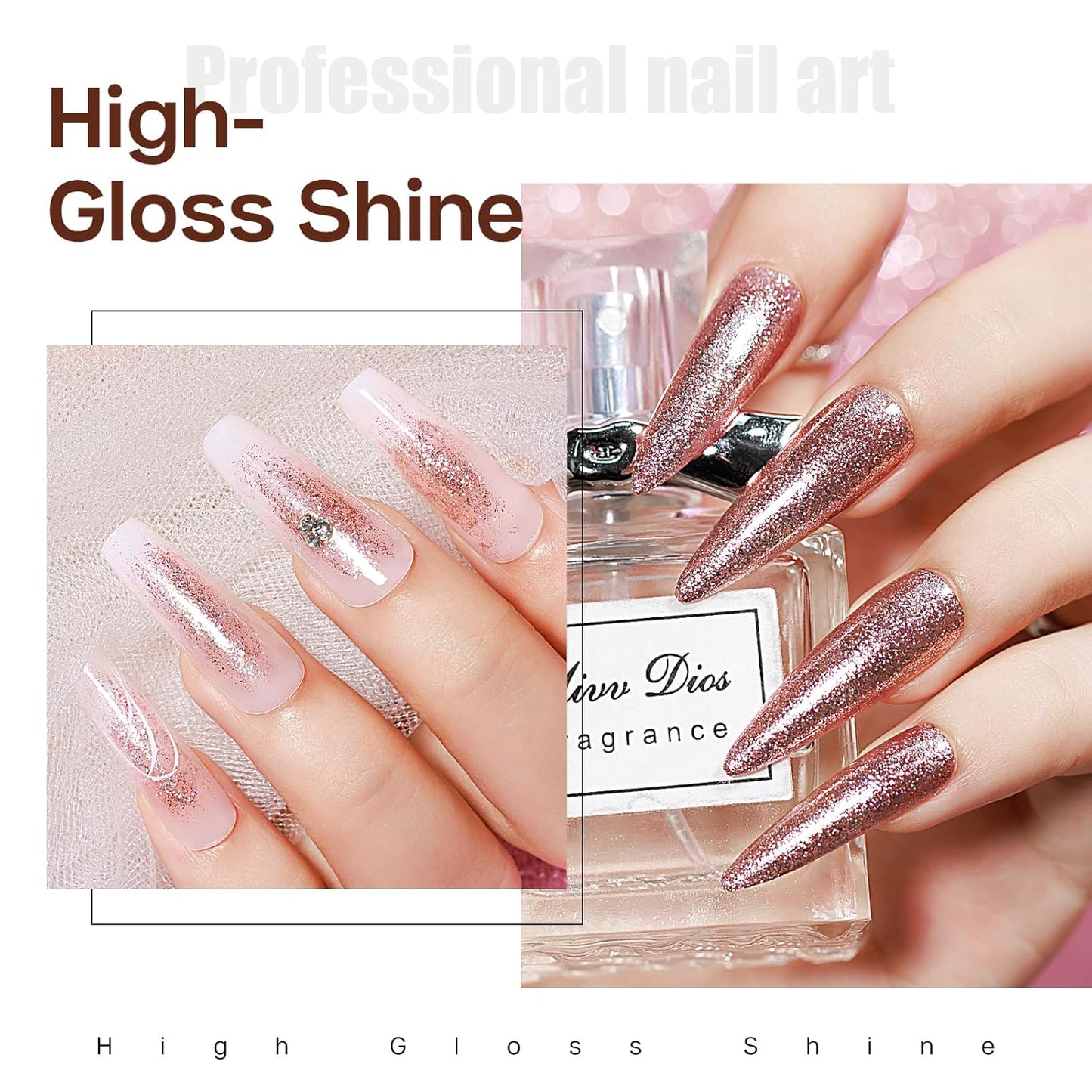 MIZHSE Quick Dry Glitter Brown Nail Polish, Fall Color Nail Polish Air Dry Fast, 15ml High Glossy Sparkly Shiny Shimmer Nail Art Salon Manicure Home-Velvo Beauty