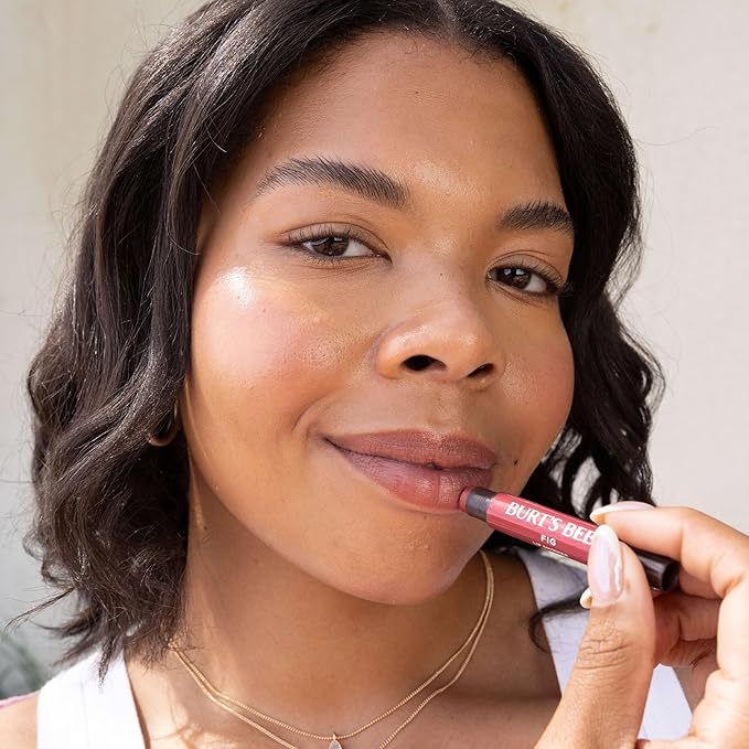 Burt's Bees Shimmer Lip Tint, Tinted Lip Balm Stick, Moisturizing for All Day Hydration with Natural Glowy Pigmented Finish & Buildable Color, Fig, 1 Tube, 0.09 oz.-Velvo Beauty