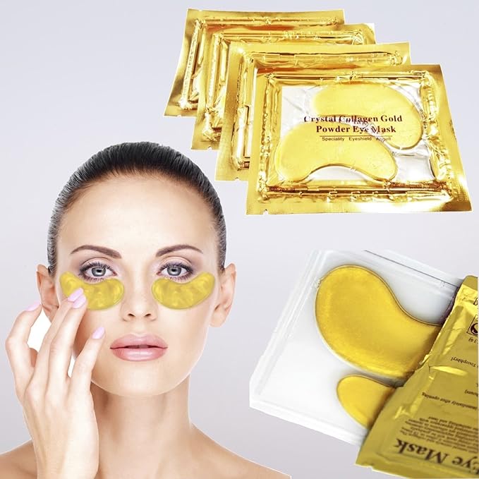 50 Pairs 24K Gold Eye Mask Powder Crystal Gel Collagen Natural Eye Pads For Anti-Aging & Moisturizing Reducing Dark Circles, Puffiness, Wrinkles-Velvo Beauty