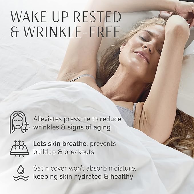 Your Face Pillow-Back Sleeper Beauty Pillow, Cervical Neck Pillow Contour Memory Foam Pillow, Ergonomic Neck, Back & Shoulder Support. Back Sleeping Reduces Pressure on Skin - Standard with Satin Case-Velvo Beauty