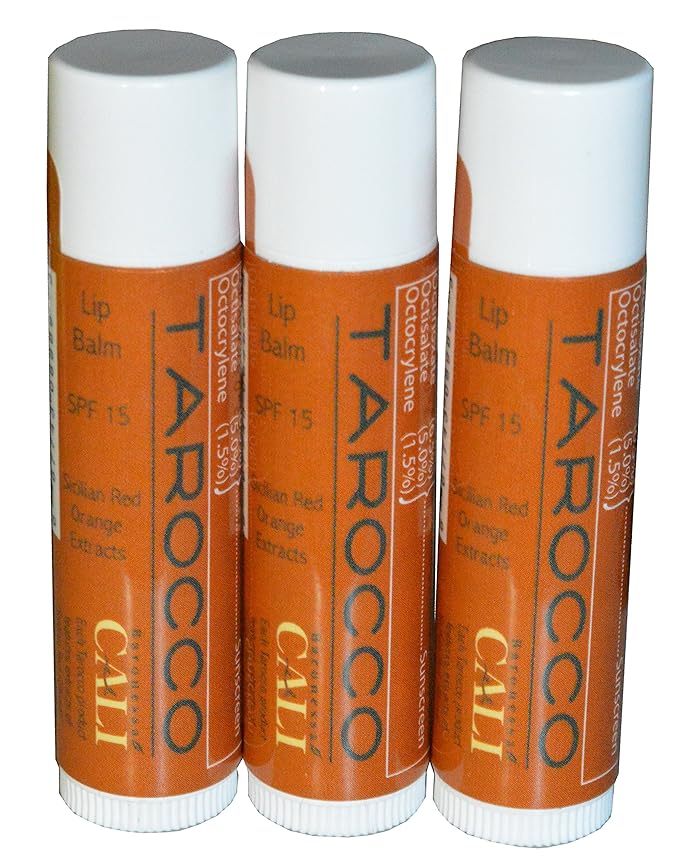 Cali Baronessa Tarocco Sicilian Red Orange Nourishing Lip Balm - Repairs and Nourishes Lips - 0.15 Ounce Each, Pack of 3-Velvo Beauty