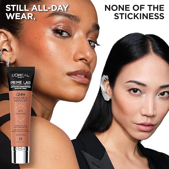 L'Oreal Paris Prime Lab Up to 24H Dullness Reducer, Face Primer Infused with Niacinamide to Reduce Face Dullness and Extend Makeup Wear, 1.01 Fl Oz-Velvo Beauty