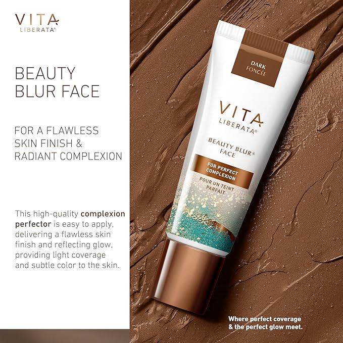 Vita Liberata Beauty Blur Face - Dark, BB Cream, Hydrating Skin Finish, Radiant Glow & Flawless Complexion, 1.01 fl oz-Velvo Beauty