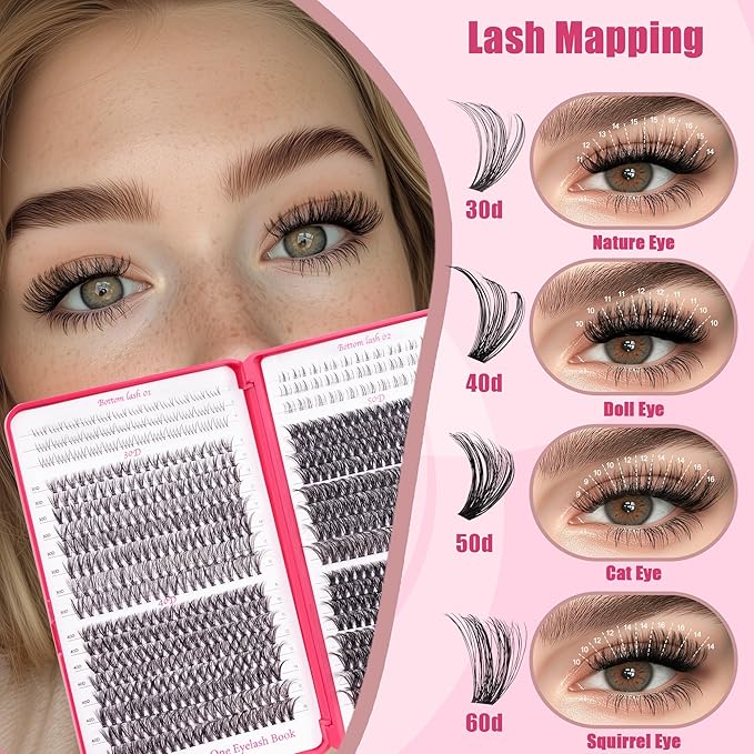 CCODDY Lash Clusters Kit - False Eyelash with Bottom Lashes - 748 Pieces - Black, Synthetic, Lightweight & Soft Fibers - D Curl Upper & 5-7MM Bottom - No Adhesives Included-Velvo Beauty