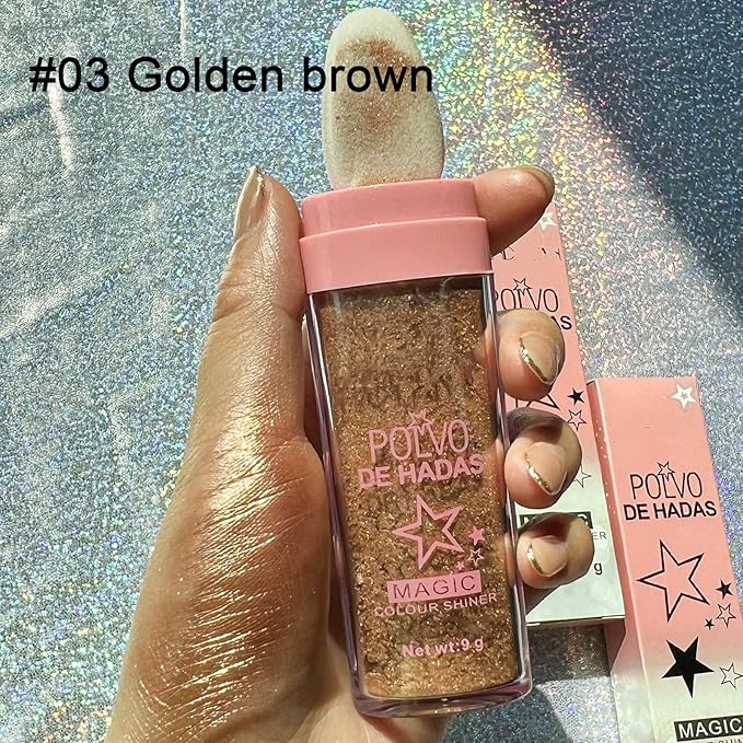 MAEPEOR Highlighter Powder Stick 6 Colors Shimmer Not-sticky Brighten Highlighter Powder Stick Natural Sparkle Glitter Highlighter Makeup Cosmetic for Lip Face Body Makeup (03 Golden Brown)-Velvo Beauty