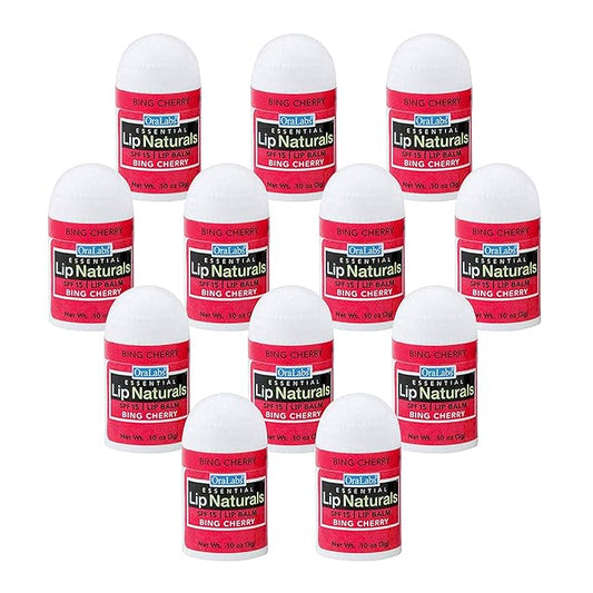 Lip Naturals® | Mini Cherry Lip Balm with Sunscreen (SPF-15) | Made in USA with Beeswax & Coconut Oil | 12-Count Mini Lip Balm Pack with Bing Cherry Flavor (0.10oz/3g Each)-Velvo Beauty