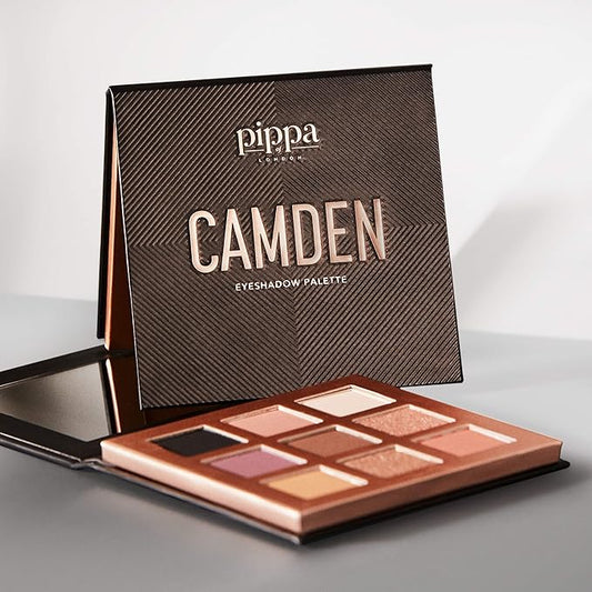 Pippa Of London Camden Make Up Palette 353 with 9 Luxury Matte, Shimmer and Glitter Eyeshadows in Rose Gold case with Mirror-Velvo Beauty