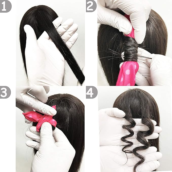 Aimin Soft Satin Sponge Overnight Curlers for Heatless, Long Hair Curls (20 pcs, pink)-Velvo Beauty