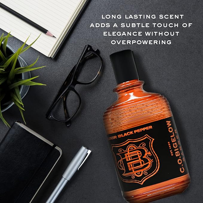 C.O. Bigelow - Elixir Black Pepper - No. 1586, 2.5 fl oz, Cologne for Men, Bourbon & Sandalwood Scented, Masculine, Refined, Long Lasting Mens Cologne-Velvo Beauty