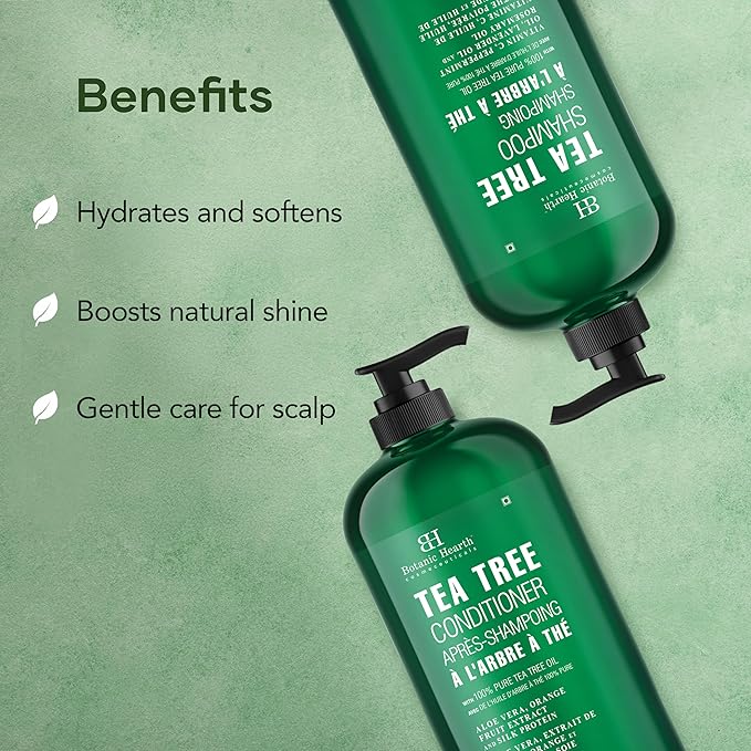 Botanic Hearth Tea Tree Shampoo And Conditioner Set | With 100% Pure Tea Tree Oil, For Itchy And Dry Scalp, Sulfate/Paraben Free | For Men And Women | 16 Fl Oz Each-Velvo Beauty