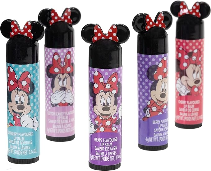 Townley Girl Disney Minnie Mouse Sparkly Cosmetic Makeup Set for Girls with Lip Balm Nail Polish Nail Stickers-35 Pcs|Perfect for Parties Sleepovers Makeovers|Birthday Gift for Girls above 3 Yrs, Kid-Velvo Beauty