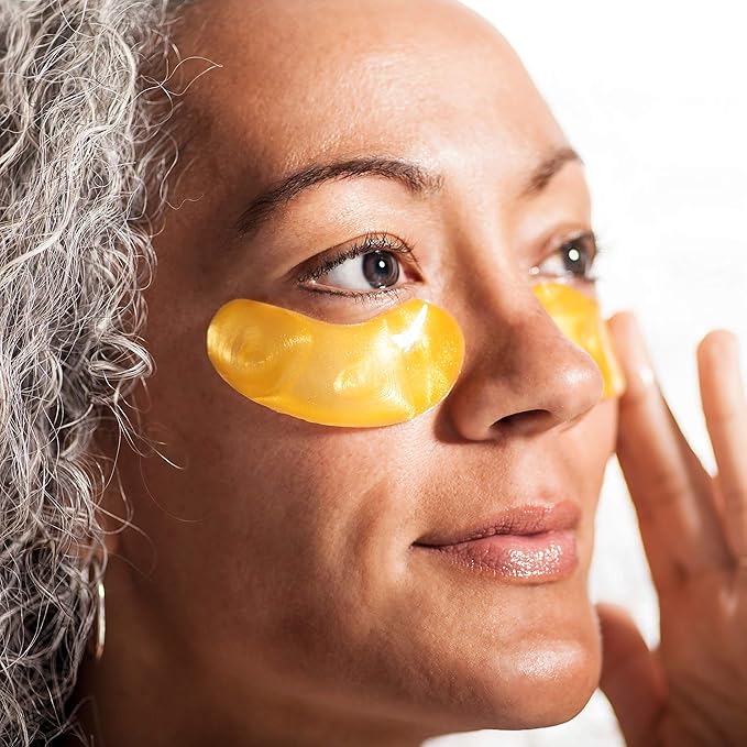 24k Gold Collagen Eye Mask: Hydrogel Under Eye Patches with Collagen & Hyaluronic Acid - Hydrating Under Eye Mask for Dark Circles, Puffy Eyes, & Under Eye Bags - Cooling Gel Treatment Pads - 15 Pairs-Velvo Beauty