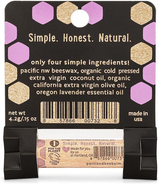 Portland Bee Balm All Natural Handmade Beeswax Based Lip Balm, Lavender 1 Count-Velvo Beauty