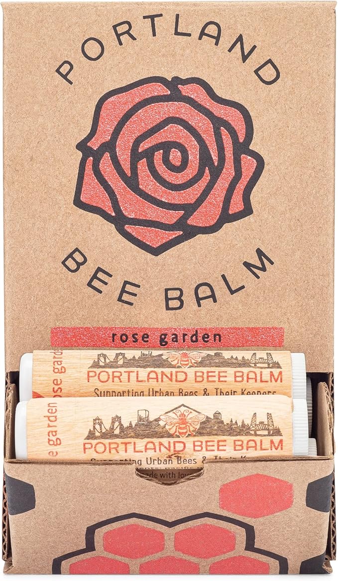 Portland Bee Balm All Natural Handmade Beeswax Based Lip Balm, Rose Garden 24 Count-Velvo Beauty