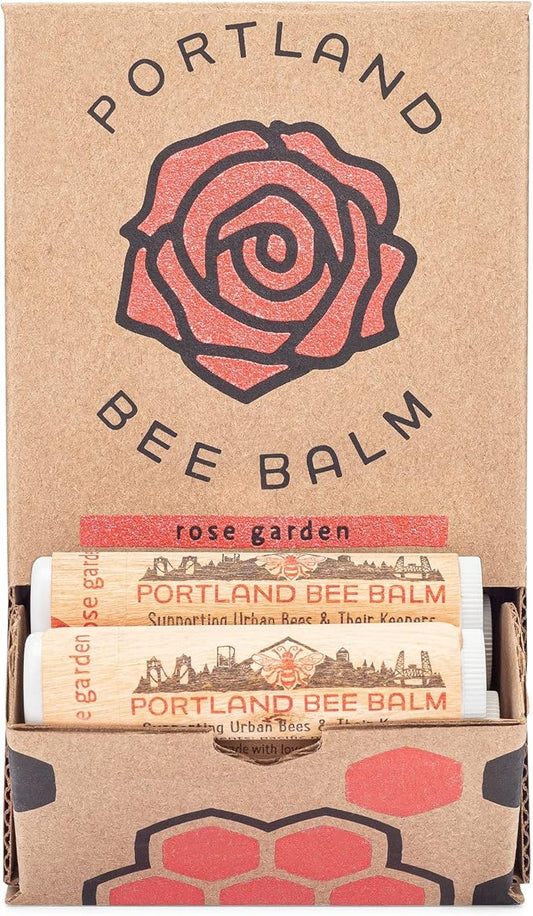 Portland Bee Balm All Natural Handmade Beeswax Based Lip Balm, Rose Garden 24 Count-Velvo Beauty