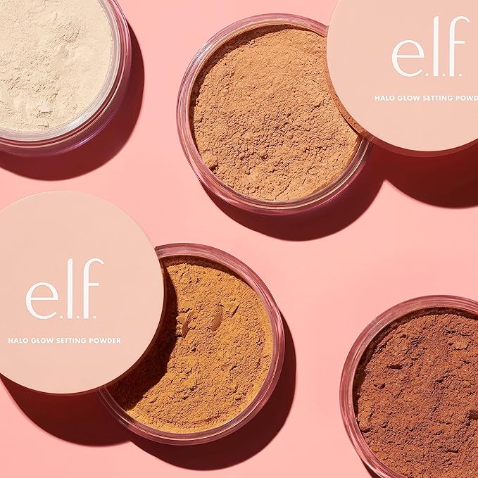 e.l.f., Halo Glow Setting Powder, Silky, Weightless, Blurring, Smooths, Minimizes Pores and Fine Lines, Creates Soft Focus Effect, Medium, Semi-Matte Finish, 0.24 Oz-Velvo Beauty