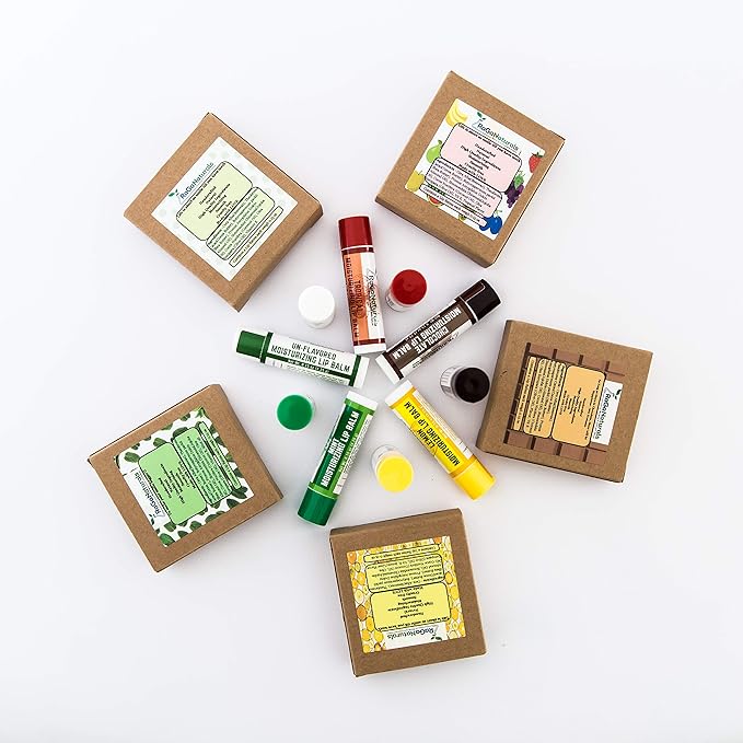 All Natural Lemon Moisturizing Lip Balm Gift Ornament for Holiday Stocking Stuffers, All Day Hydration, Original beeswax, Shea butter, Jojoba oil, Vitamin E and Love - Pack of 4 Tubes-Velvo Beauty