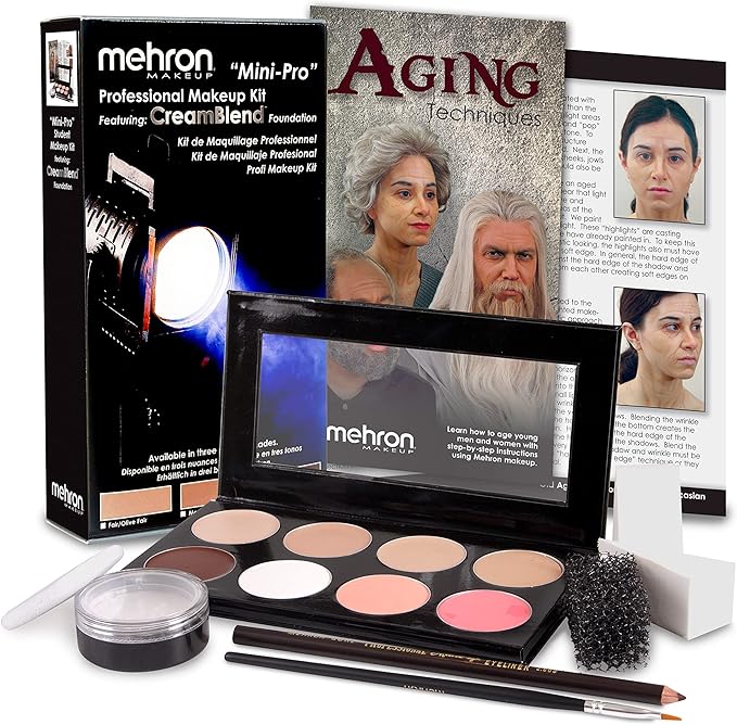 Mehron Makeup Mini-Pro Student Makeup Educational Kit (Fair/Olive)-Velvo Beauty