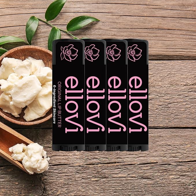 Natural Lip Butter Lip Balm - Original - Pure Enough to Eat - Made With Just 6 Vegan Ingredients - 100% Natural & Organic Moisturizing Lip Care for All Day Hydration (4-Pack)-Velvo Beauty