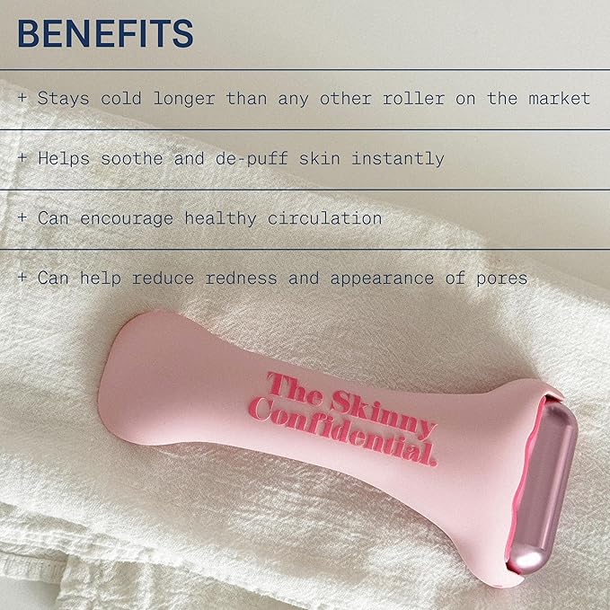 The Skinny Confidential HOT Mess Ice Roller for Face - Facial Roller Skincare Tools Contour, Tighten & De-Puff Skin - Self Care Beauty Gift for Women & Men for Clear, Radiant & Smoother-Looking Skin-Velvo Beauty