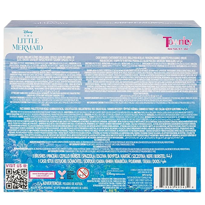 Townley Girl The Little Mermaid Clam Beauty Compact Set Kit with Lip Gloss Palette, Makeup Set for Kids Girls, Ages 3+ Perfect for Parties, Sleepovers and Makeovers-Velvo Beauty