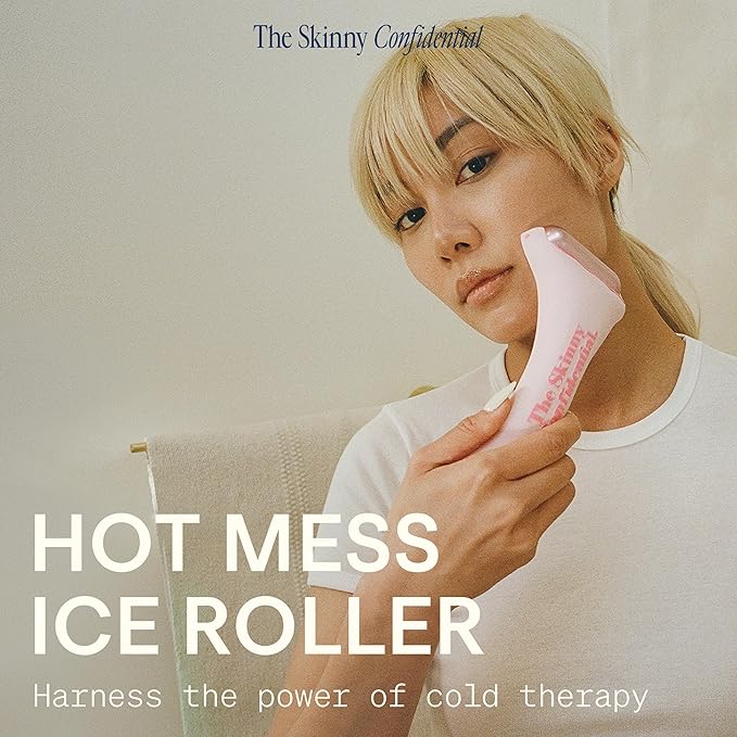 The Skinny Confidential HOT Mess Ice Roller for Face - Facial Roller Skincare Tools Contour, Tighten & De-Puff Skin - Self Care Beauty Gift for Women & Men for Clear, Radiant & Smoother-Looking Skin-Velvo Beauty
