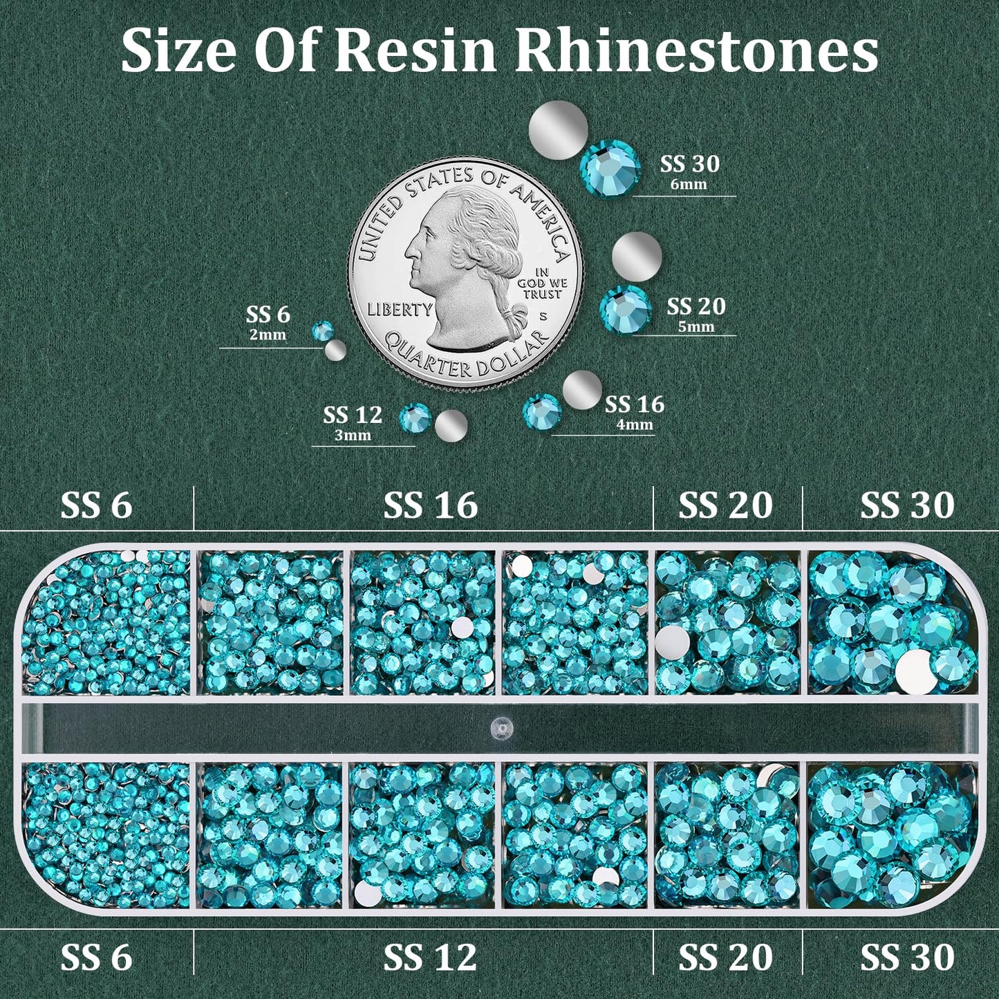 Resin Rhinestones for Crafting with B7000 Jewelry Glue, 1 Box Teal Blue Flatback Crystals with 3Pcs 10ml Glue for Bedazzling Crafts DIY Nail Art Makeup，Non Hotfix Gems for Clothing Shoes-Velvo Beauty