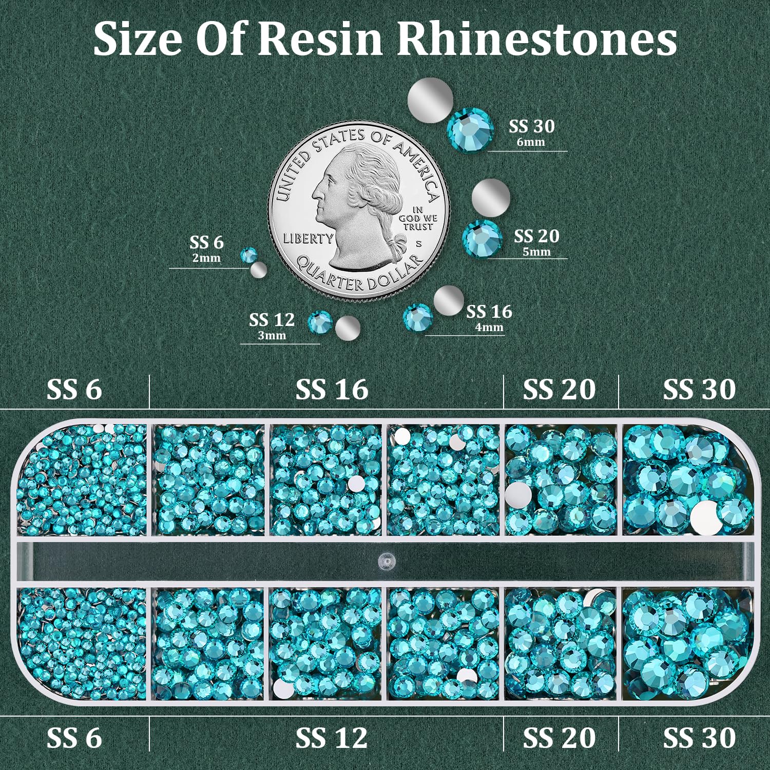 Resin Rhinestones for Crafting with B7000 Jewelry Glue, 1 Box Teal Blue Flatback Crystals with 3Pcs 10ml Glue for Bedazzling Crafts DIY Nail Art Makeup，Non Hotfix Gems for Clothing Shoes-Velvo Beauty