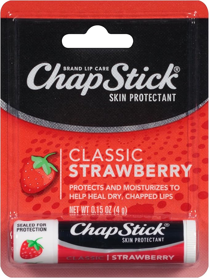 ChapStick Classic Skin Protectant (Strawberry, 0.15 Ounce Stick ,24 Count (Pack of 1)-Velvo Beauty