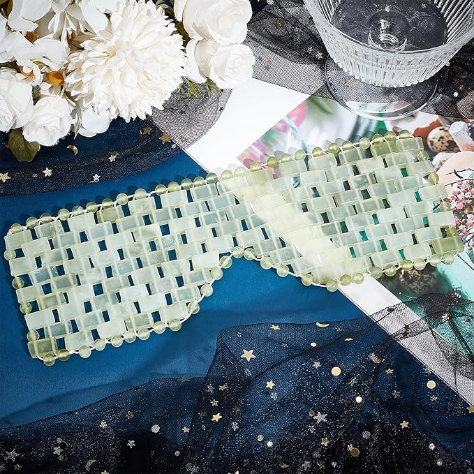 Jade Eye Mask, Eye Mask for Relaxation, Reusable Jade Eye Mask Hot or Cold Using Jade Mask Eyes Sleeping Mask for Alleviate Puffiness Face Massage Relax Eyes Meditation Beauty-Velvo Beauty