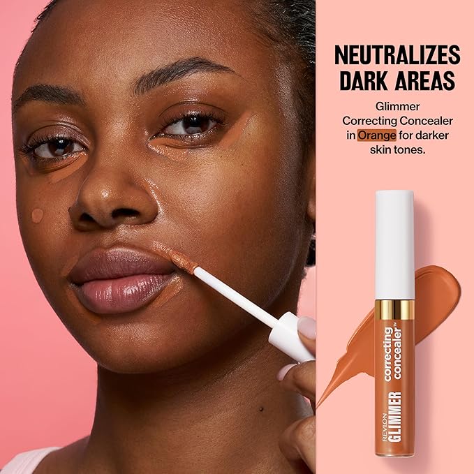Revlon Glimmer Correcting Concealer, Liquid Under Eye Makeup, Made with Caffeine, Vitamin C, & Stevioside, 102 Orange, 0.3 fl oz-Velvo Beauty
