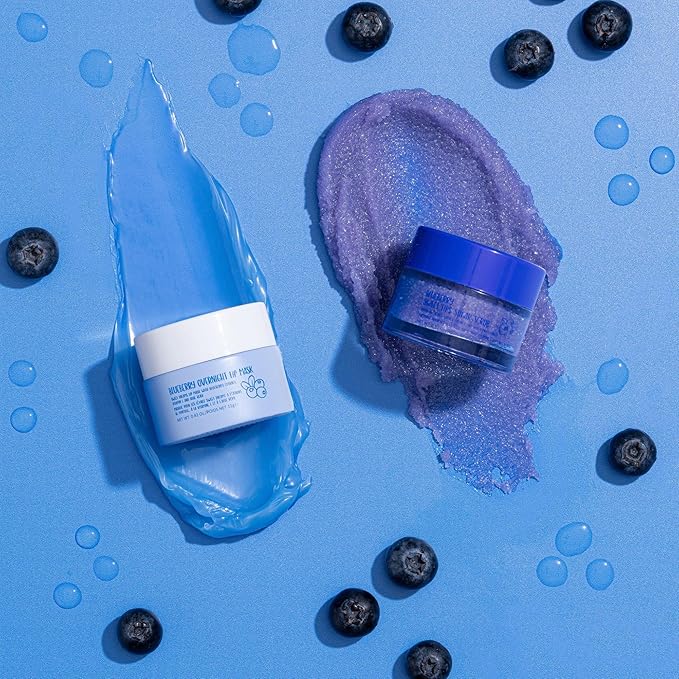 W7 Sweet Dreams Lip Scrub & Overnight Lip Mask Duo - 2Pcs Set - Blueberry Flavour - Exfoliate, Condition, Soothe & Hydrate-Velvo Beauty