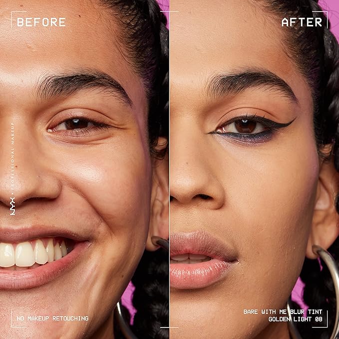 NYX PROFESSIONAL MAKEUP Bare With Me Blur Skin Tint Foundation Make Up with Matcha, Glycerin & Niacinamide - Golden Light-Velvo Beauty