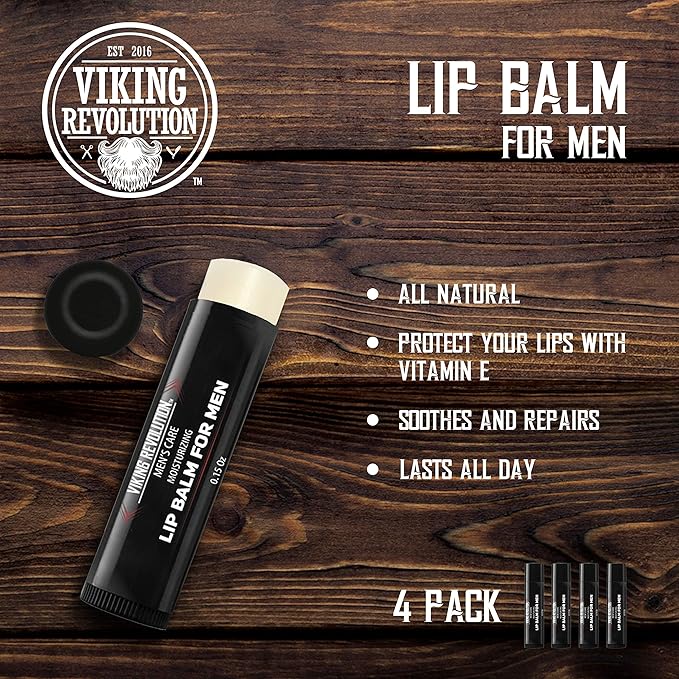 Viking Revolution All Natural Lip Balm - Moisturizer for Dry, Cracked, Chapped Lips (4 Pack)-Velvo Beauty