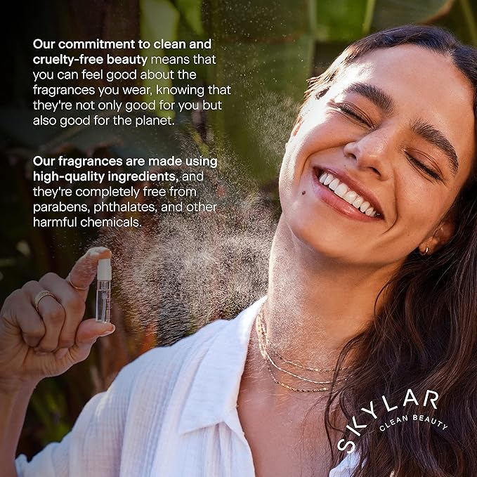 Skylar Perfume Discovery spray Sampler Set - Peach Fields, Vanilla Sky, Lime Sands, Salt Air, Coconut Cove - Hypoallergenic & Clean Perfume for Women & Men - 5 1.5mL-Velvo Beauty