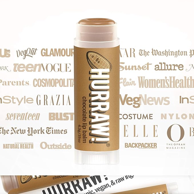 Hurraw! Chocolate Lip Balm: Organic, Certified Vegan, Cruelty and Gluten Free. Non-GMO, 100% Natural Ingredients. Bee, Shea, Soy and Palm Free. Made in USA-Velvo Beauty