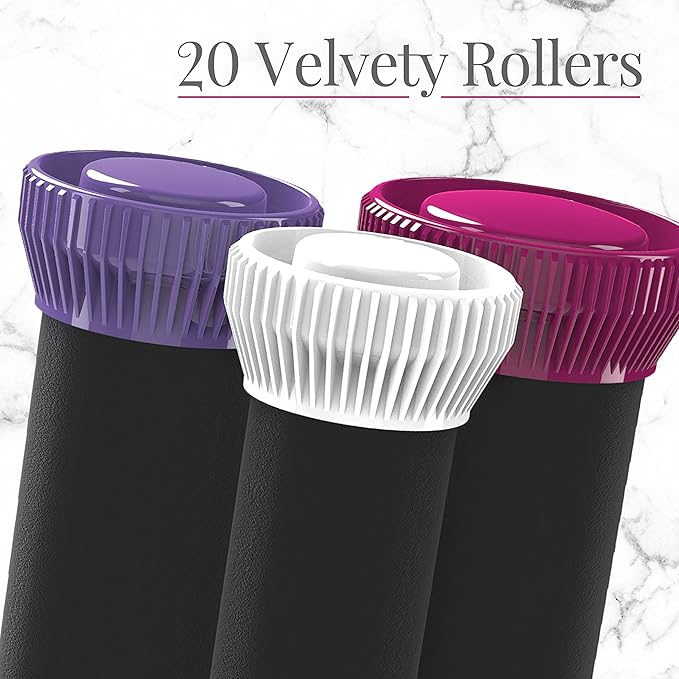 Remington Ionic Conditioning Hair Setter, 20 Velvet Hair Rollers, 6 Large (1¼”), 10 Medium (1"), 4 Small (¾”), Blowout Style Hair Curlers-Velvo Beauty