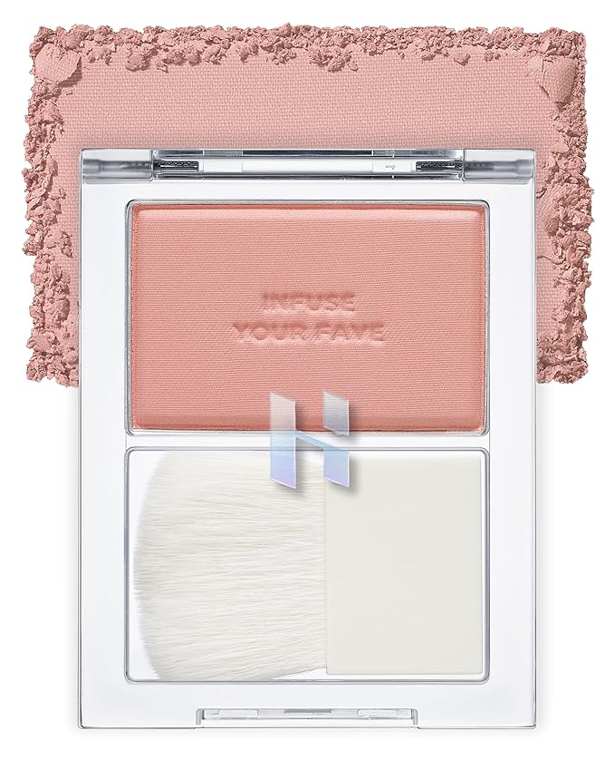 HOLIKA HOLIKA Infusing Blush with Brush - Lightweight, Smooth, Blendable Cheek Blusher, Sebum-Control, Natural Pore Coverage, Built-In Brush, Long-Lasting Pigment for Romantic Mood (07 SIENNA)-Velvo Beauty