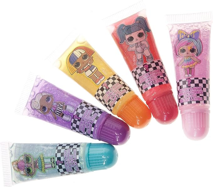 LOL Surprise Townley Girl 11 Pcs Sparkly Cosmetic Makeup Set for Kids Includes 5 Lip Gloss, 5 Nail Polish & Nail Stickers for Girls Tweens, Ages 3+ Perfect for Parties, Sleepovers and Makeovers-Velvo Beauty