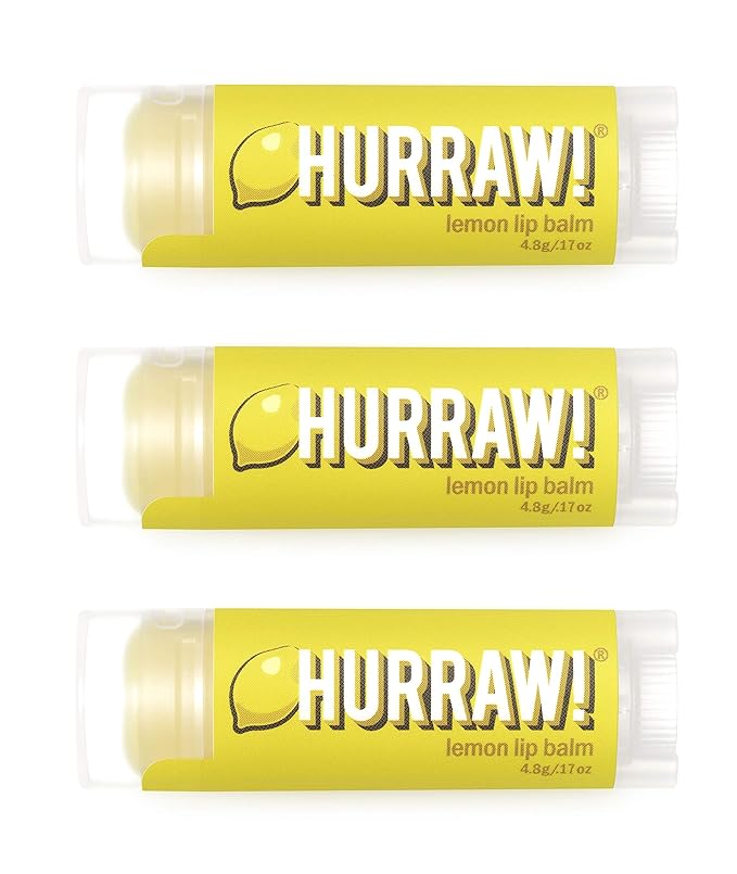 Hurraw! Lemon Lip Balm, 3 Pack: Organic, Certified Vegan, Cruelty and Gluten Free. Non-GMO, 100% Natural Ingredients. Bee, Shea, Soy and Palm Free. Made in USA-Velvo Beauty
