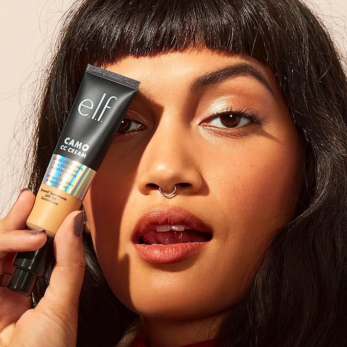 e.l.f. Camo CC Cream, SPF 30 Color-Correcting Medium-To-Full Coverage Face Foundation, Delivers An Airbrushed Finish, Vegan & Cruelty-Free, Medium 355 W-Velvo Beauty