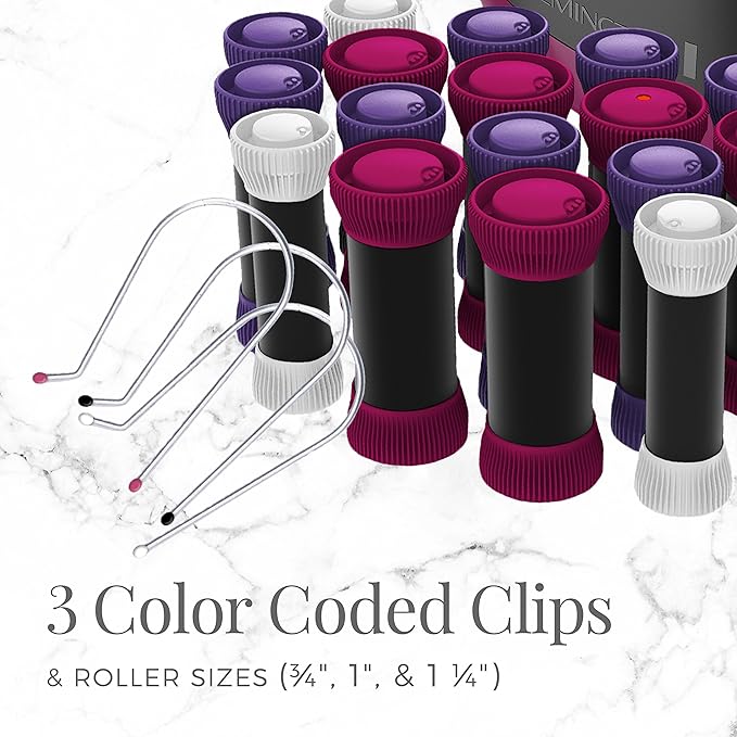 Remington Ionic Conditioning Hair Setter, 20 Velvet Hair Rollers, 6 Large (1¼”), 10 Medium (1"), 4 Small (¾”), Blowout Style Hair Curlers-Velvo Beauty