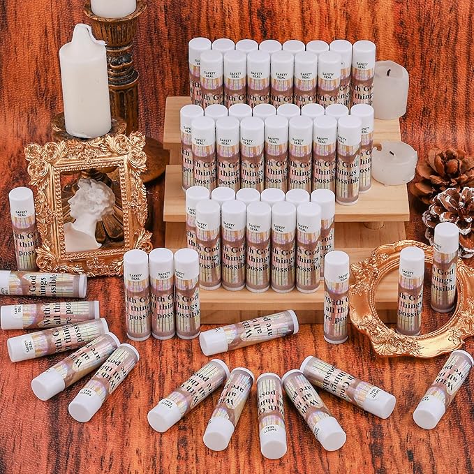 DMSKY 60 Lip Balm Bulk, Christian Gift for Women Men Faith Religious Moisturizing Lip Care Product Stocking Stuffers with Inspirational Scripture Happy Moment Praise God for Friend-Velvo Beauty