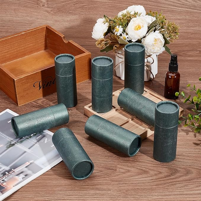 NICENEEDED 10 Pcs Empty Kraft Paper Jar, 30ml Cardboard Boxes, Essential Oil Bottle Packaging Box Round Paper Cardboard Case Gift Tube Container for Pencils Tea Caddy Coffee Cosmetic Crafts-Velvo Beauty