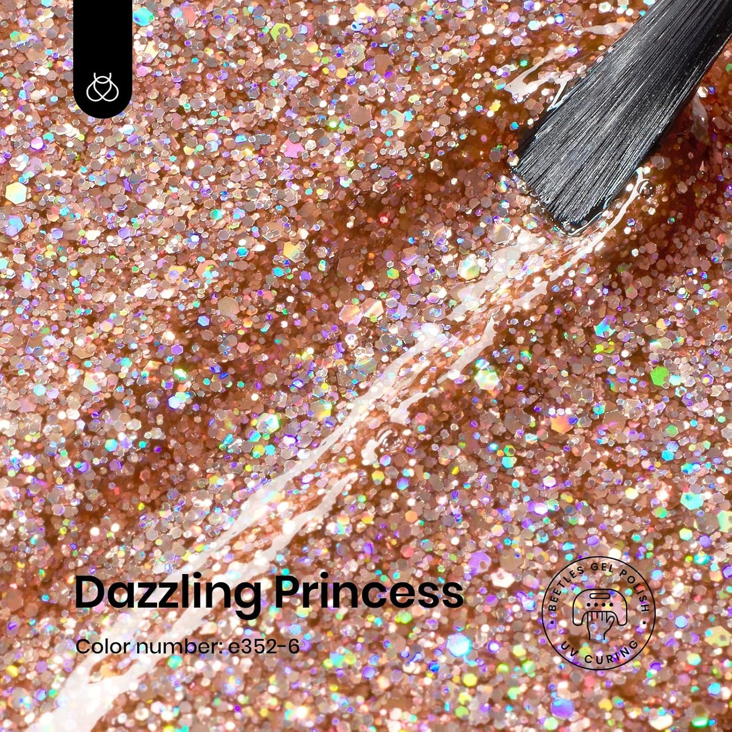 Beetles Glitter Gel Nail Polish 15ML Rose Gold Reflective Pink Gel Polish Dazzling Princess Nail Art Design Manicure Salon (1Pcs)-Velvo Beauty