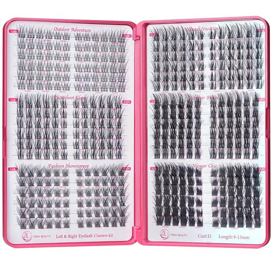 Fluffy Lash Clusters - 360Pcs Natural 0.05D Eyelash Clusters, Left & Right Eyelashes, Urtra Lightweight Cat Eye Clusters for Starter DIY at Home(Eyelashes Only）-Velvo Beauty