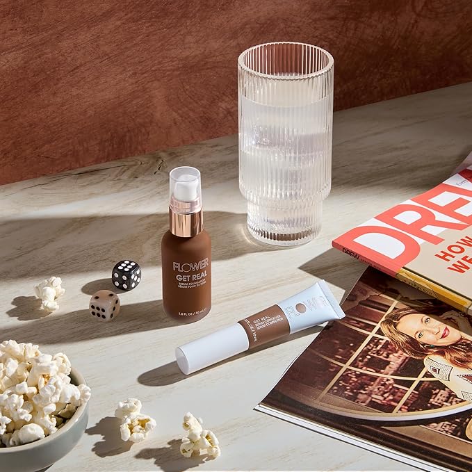FLOWER BEAUTY By Drew Barrymore Get Real Serum Concealer - Brightens Skin + Blurs Blemishes - Hydrating Serum- Medium Honey-Velvo Beauty
