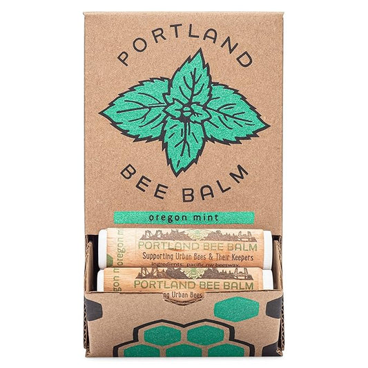 Portland Bee Balm All Natural Handmade Beeswax Based Lip Balm, Oregon Mint 24 Count-Velvo Beauty