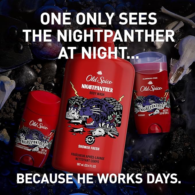 Old Spice Body Wash for Men, 3X Defense, 24/7 Shower Fresh with Long Lasting Lather, NightPanther Scent, 33.4 fl oz (Pack of 4)-Velvo Beauty