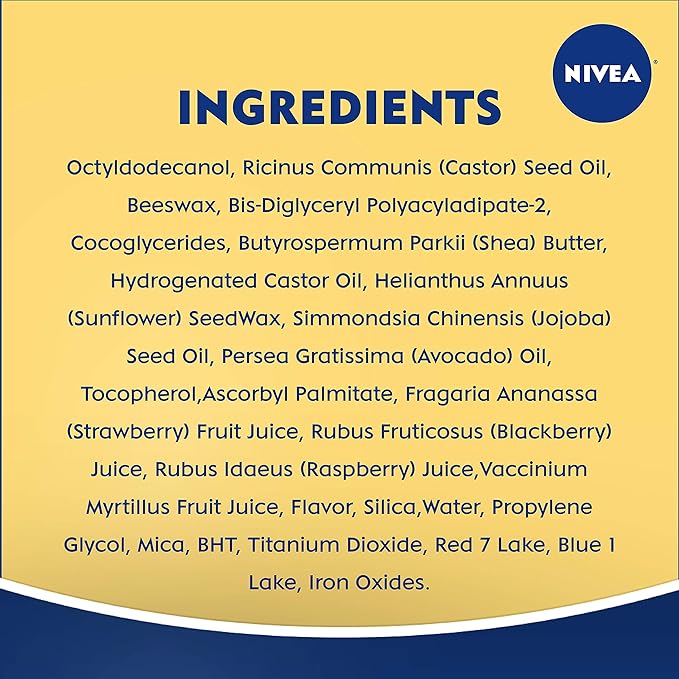 NIVEA Lip Balm, Blackberry Flavored Tinted Lip Balm Stick with Shea Butter and Jojoba Oil, 0.17 Oz, Pack of 4-Velvo Beauty